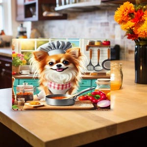 Chihuahua Cooking a Pot of Stew 11 x 8 Glass Decorative Cutting Board | Kitchen Decor | Cheese | Challah Board | Serving Tray | Charcuterie