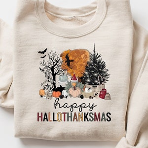 Happy Hallothanksmas Shirt, Happy Halloween Thanksgiving Christmas Shirt, Holiday Season Shirt, Funny Halloween Gift, Fall Shirt, Autumn Tee