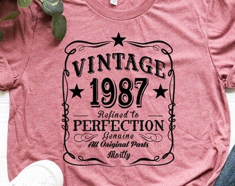 vintage 1987 chemise, 35e anniversaire cadeau, 35e anniversaire chemise, cadeau d’anniversaire pour 35e anniversaire, 35e anniversaire cadeau pour les femmes, limité 1987