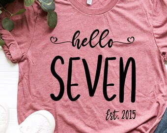 Chemise 7e anniversaire : cadeau de fête « Hello Seven »