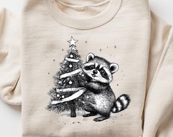 Christmas Racoon Sweatshirt, Funny Christmas Lights Raccoon Sweater, Happy Holiday Christmas Shirt, Christmas Racoon Shirt, Funny Animal Tee