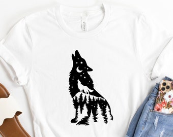 Wolf T-shirt, Wolf Shirt, Howling Wolf T Shirt, Lone Wolf Tshirt, Wild Animal Tee,Spirit Animal Shirt, Hiking Shirt