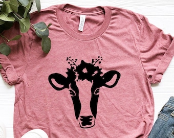 Longhorn Farmer tee Ranch Tee Heifer Shirt Farm T-shirt Floral Cow Bull shirt Cow shirt Bull Shirt Home is where the herd is