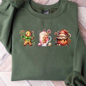 Gingerbread Christmas Coffee Shirt, Christmas coffee Sweatshirt, women Holiday sweater, Xmas Tee, Coffee Lover gift, Latte drink Crewneck,