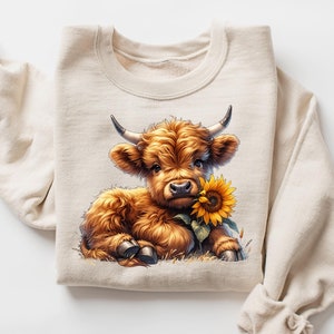 Highland Cow Sweatshirt, Highland Cow Crewneck, Western Crewneck, Cute Cow Hoodie, Highland Cow Shirt, Cow Gifts, Cow Shirt