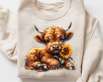 Highland Cow Sweatshirt, Highland Cow Crewneck, Cute Cow Hoodie, Western Crewneck, Highland Cow Shirt, Cow Gifts, Cow Shirt