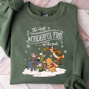 Winnie The Pooh Christmas Tree Sweatshirt, The Most Wonderful Time Of The Year Winnie The Pooh Christmas Lights Sweatshirt, Pooh Sweatshirt