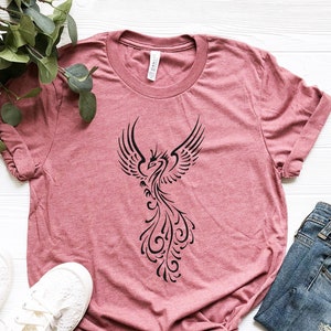 Phoenix Shirt, Bird Tee, Phoenix Rising T-shirt, Inspiring Tee, Gift for Her, Motivational Bird Shirt, Inspiring T-shirt, Mystique Shirt