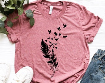 Feather Birds T-Shirt: Unisex Bird Lover Gift
