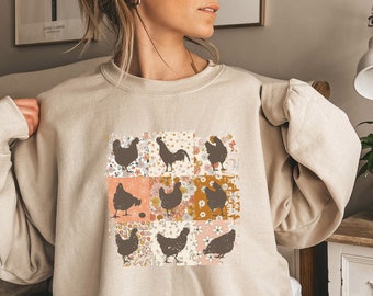 Wildflower Chicken Sweatshirt, Ladie Chicken Tshirt, Chicken T shirt,Chicken Lover,Chicken mom Tee,Cottagecore Farm Girl T-shirt,Farmer Gift