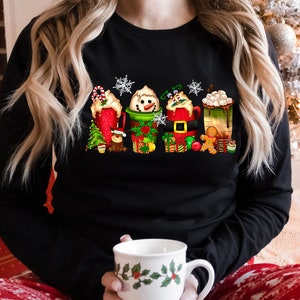 Christmas Coffee Shirt, Cute Christmas Shirt, Christmas shirt for Women, Cozy Holiday Sweatshirt, Christmas Shirt, Long Sleeve X-mas