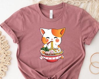 Kawaii Cat Ramen Sweatshirt: Anime Kitten Graphic Hoodie