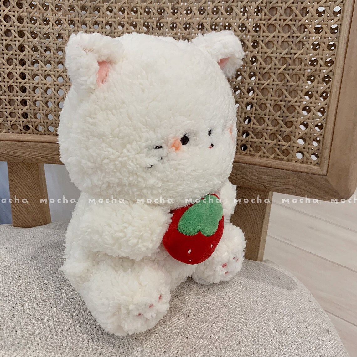 Mocha strawberry kitty plushy/cat plush/strawberry plush Etsy