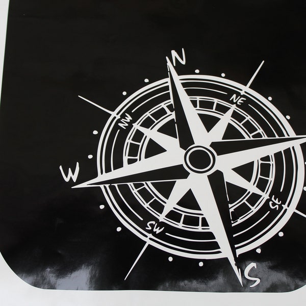 Off center distressed compass black out hood decal compatible with 2015 to current jeep renegade