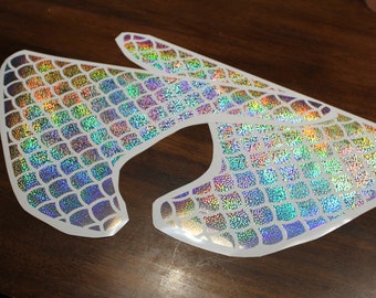 Set of 2 Holographic rainbow sparkle fish scale fender vent decals compatable with 2018 to current Jeep wrangler JL