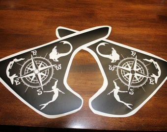 Set of 2 Mermaids with compass fender vent decals compatable with 2018 to current Jeep wrangler JL