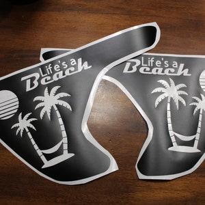 Set of 2 Life&#39;s a beach fender vent decals compatable with 2018 to current Jeep wrangler JL