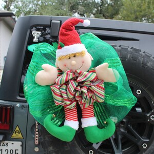 Reusable Cute Plushy Christmas elf with stripes Christmas decoration for cars, trucks and Jeeps