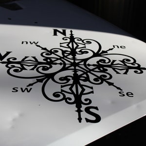 Gothic inspired Compass hood Decal for Car, truck, RV or jeep