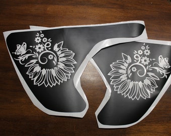 Set of 2 flower with butterfly fender vent decals compatable with 2018 to current Jeep wrangler JL
