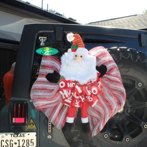 Reusable Cute Plushy HO HO HO red and white Santa Claus Christmas decoration for cars, trucks and Jeeps