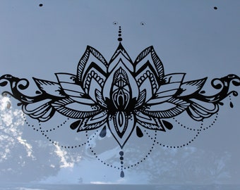 Jeweled lotus blossom hood decal for Car, truck, RV or jeep