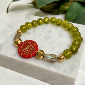 August Birthstone Bracelet, Peridot Gemstone Bracelet