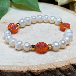 June Birthstone Bracelet, Freshwater Pearl Bracelet, Pearl Stretch Bracelet, Ladies Jewelry