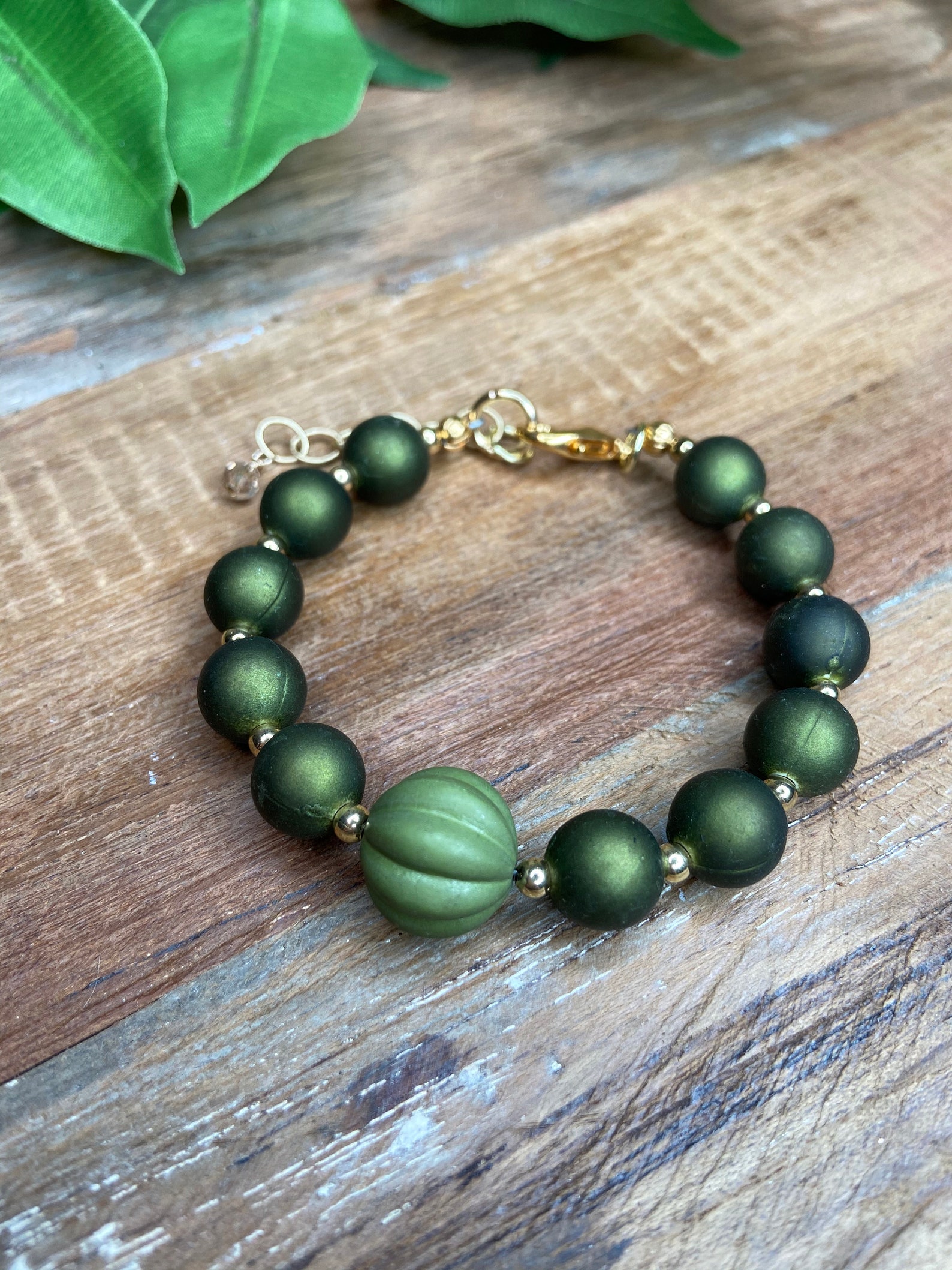 Dark Green Beaded Bracelet Matte Green Beaded Bracelet Etsy