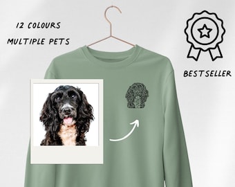 Regalo único para dueños de perros: Suéter con retrato de perro hecho a mano para dueños de mascotas. Tallas XS - 2XL.