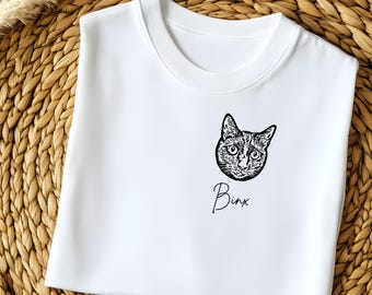 Regalo para amantes de los gatos, camiseta personalizada con retrato de gato, camiseta con cara de gato, camiseta con foto de gato, unisex XS - 3XL