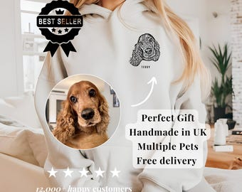 Sudadera personalizada de regalo de tu perro, sudadera con retrato de mascota personalizada de tu perro para tu mamá, regalo para mamás perrunas en el Reino Unido. Unisex. Varios colores y tallas.