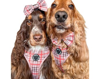 Nude Plaid Dog Harness, Beige Tartan Dog Harness Bundle, Beige Dog Harness, Girl Dog Harness, Neutral Dog Harness, Dog Harness Girl Boy