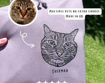 Sudadera con capucha personalizada con retrato de gato: Regalo personalizado con foto de gato, regalo para amantes de los gatos, regalo de Navidad para amantes de los gatos, unisex XS - 3XL
