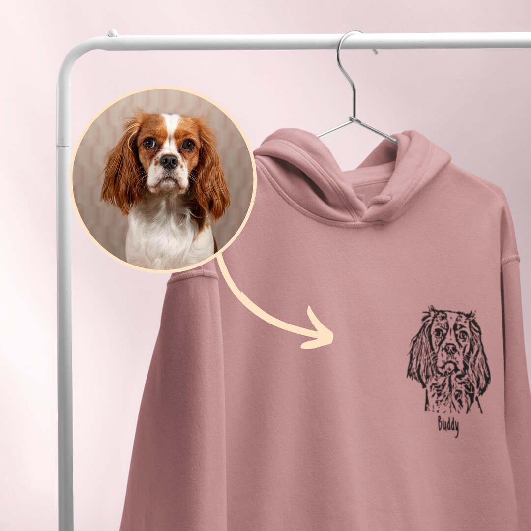 Custom Pet Portrait Hoodie, Custom Personalised Dog Lover Gift, Dog Mum