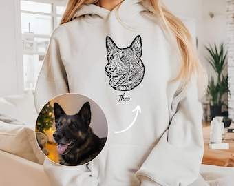 Sudadera con capucha personalizada con retrato de mascota: Regalo conmemorativo personalizado para perros