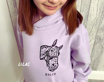 Custom Pet Portrait Kids Hoodie: Personalized Dog/Cat Photo, Made in UK