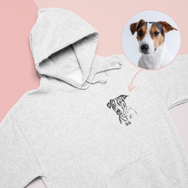 Custom Pet Portrait Hoodie, Custom Personalised Pet Gift, Dog Mum Hoodie, Dog or Cat Pet Portrait Hoodie, Christmas Gift For Dog Owner