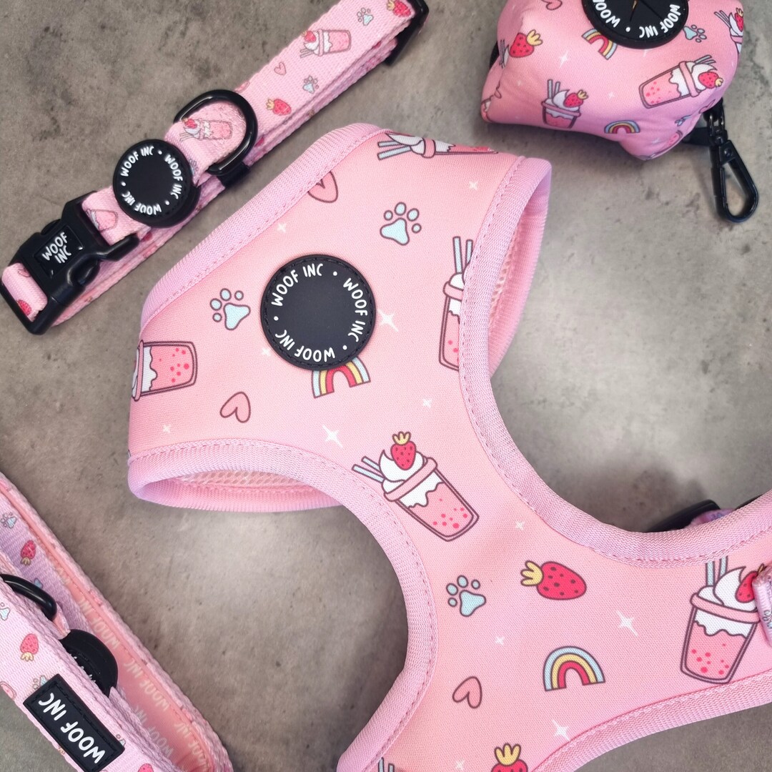 Baby Pink Dog Harness Bundle, Milkshake Dog Harness, Dog Harness Pink