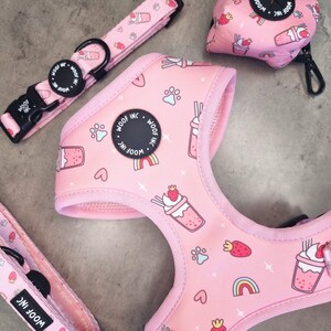 Baby Pink Dog Harness Bundle, Milkshake Dog Harness, Dog Harness Pink, Girl Dog Harness, Pretty Dog Harness, Adjustable Dog Harness - XXS-L