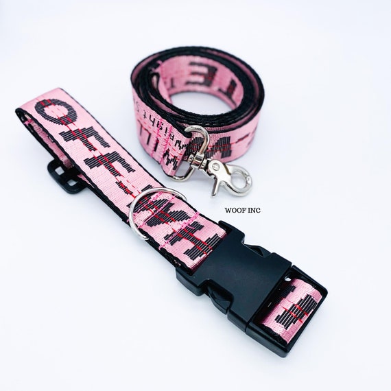 Off White Inspired Dog Collar And Lead Set Pink Dog Collar Etsy