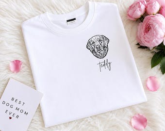 Camiseta personalizada para mamás perrunas, camiseta con retrato de mascota personalizado, camiseta con foto de perro, regalo para amantes de las mascotas, regalo personalizado para perros