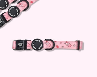 Milkshake Print Dog Collar: Baby Pink Puppy Collar