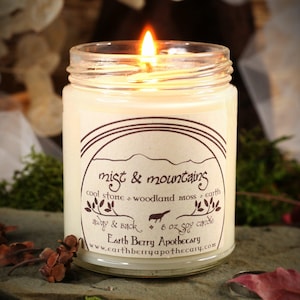 Mist & Mountains Soy Candle - Fresh Mountain Air, Pine and Earthy Forest Scented Candle - Aromatherapy and Nature-Inspired Gift - Spa Scent