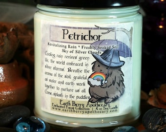 Petrichor Candle, Earthy Rain, Drenched Soil Scent, Soy Wax (8 oz)
