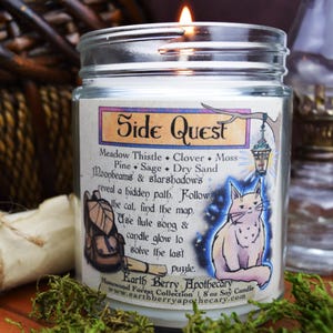 Side Quest Soy Candle - Clover, Pine & Thistle Scent - Cottagecore Inspired Soy Wax Candle for Nature Lovers and Cozy Ambiance
