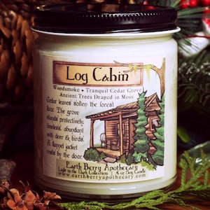 Log Cabin Soy Candle: Pine & Wood Aroma, Earthy Scent