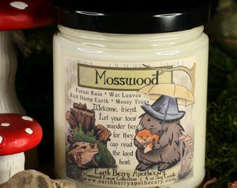 Mosswood Forest Candle, Earthy Rain, Wet Leaves, Damp Earth, Mossy Trees