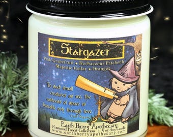 Stargazer Candle: Grapefruit, Patchouli & Cedar Scent - 8oz Soy Candle