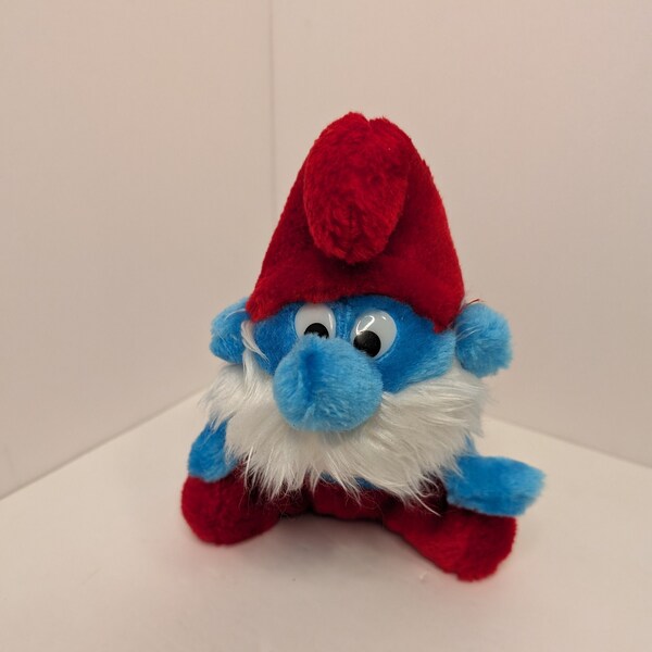 Vintage 1981 Papa Smurf Plush Toy. Retro 80's Toy.